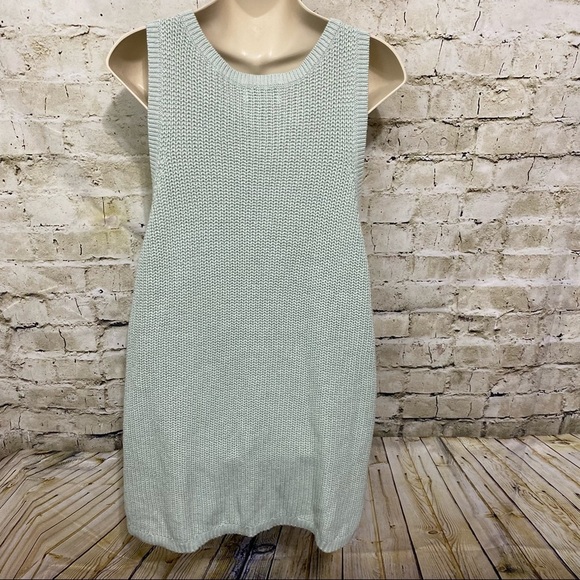 NEW Ava & Viv Mint Green Open Knit Sleeveless Sweater - Picture 3 of 5